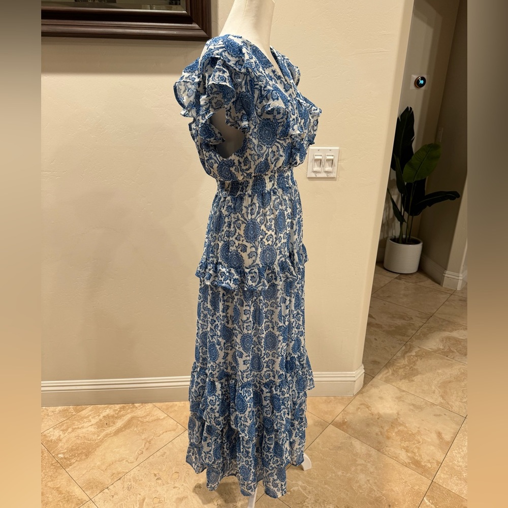 🫖 AQUA-Ruffled Floral Maxi Dress🫖 - Picture 5 of 8
